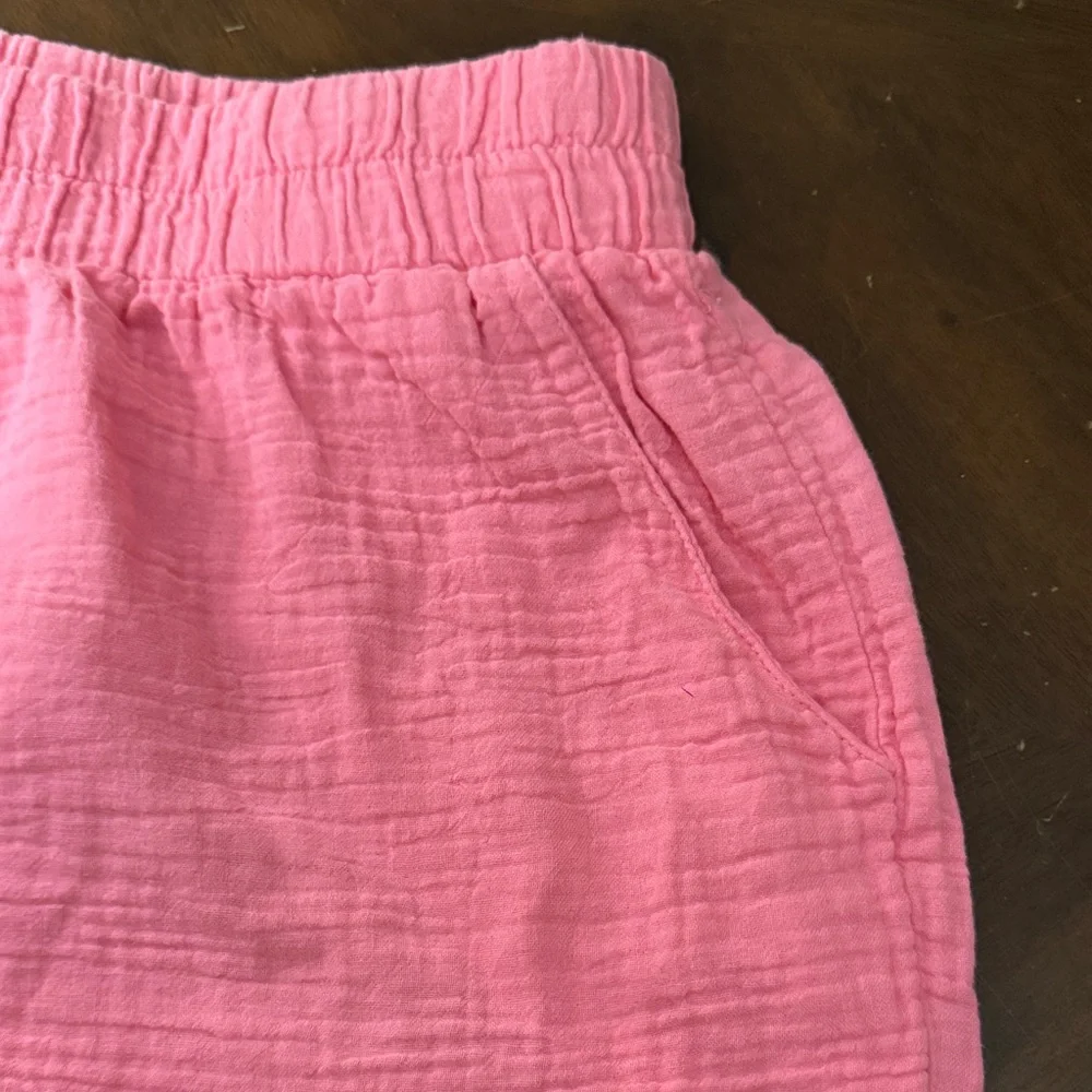 bobi High Waist Coral Pink Women's Shorts - Picture 3 of 7